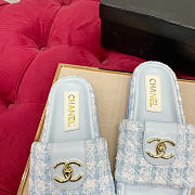 Okify CC Blue Tweed Women Slides - 2