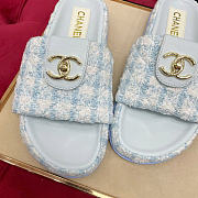 Okify CC Blue Tweed Women Slides - 6