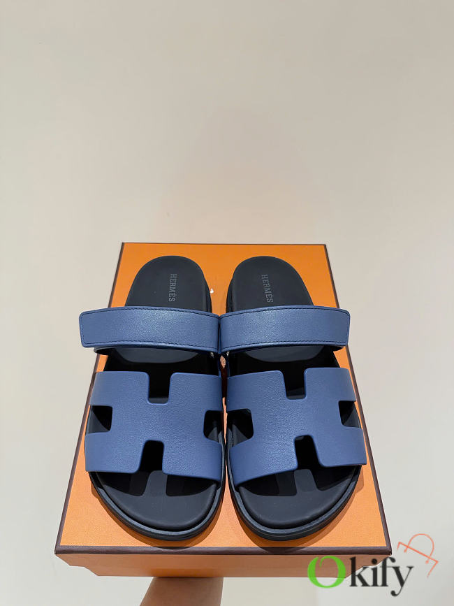 Okify Hermes Chypre Dark Blue Sandals Unisex  - 1