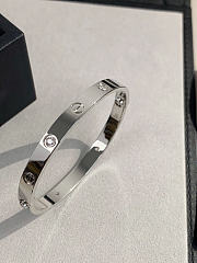 Okify Cartier Love Silver Bracelet With 4 Diamonds - 2