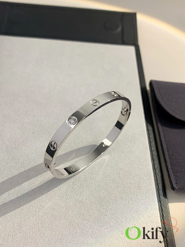 Okify Cartier Love Silver Bracelet With 4 Diamonds - 1