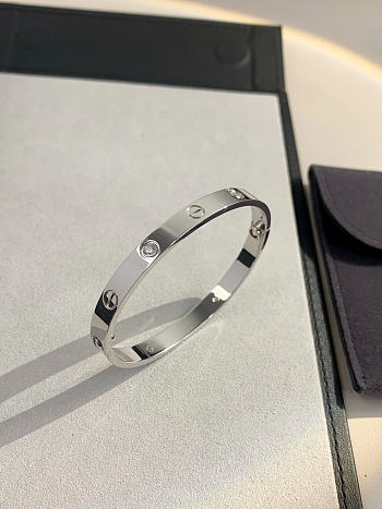 Okify Cartier Love Silver Bracelet With 4 Diamonds