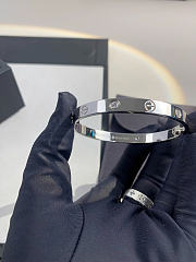 Okify Cartier Love Silver Bracelet With 4 Diamonds - 5