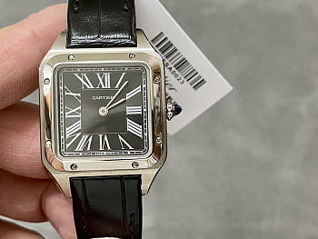 Okify Cartier Santos Dumont Silver Watch Black Face 27.5mm