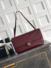 Okify CC 2026 Maxi Flap Bag Red Burgundy Grained Calfskin 32x19.5x10cm - 1
