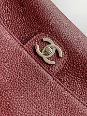 Okify CC 2026 Maxi Flap Bag Red Burgundy Grained Calfskin 32x19.5x10cm - 2