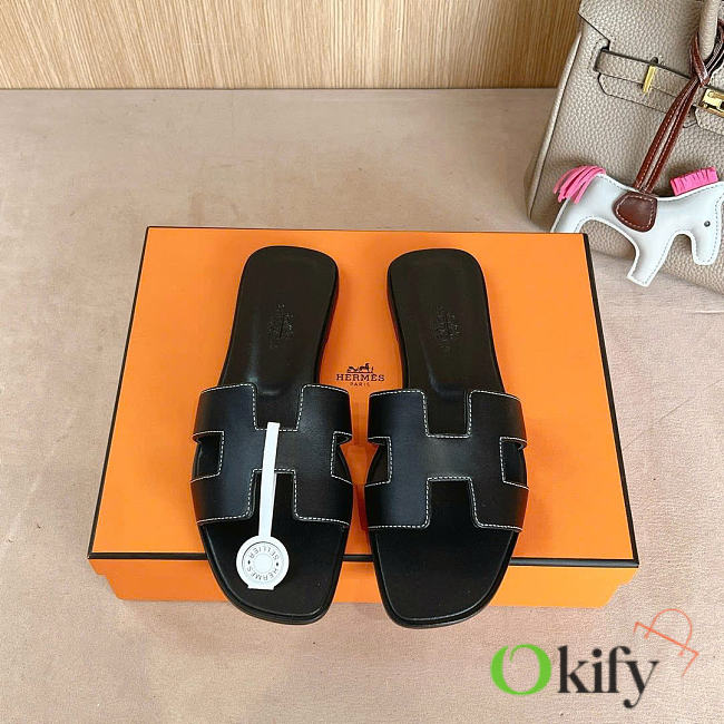Okify Hermes Oran Black Women Slides - 1