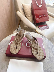 Okify Gucci Brown GG Women Thong Sandals 5.5cm - 2