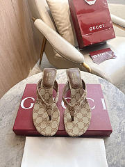 Okify Gucci Brown GG Women Thong Sandals 5.5cm - 3