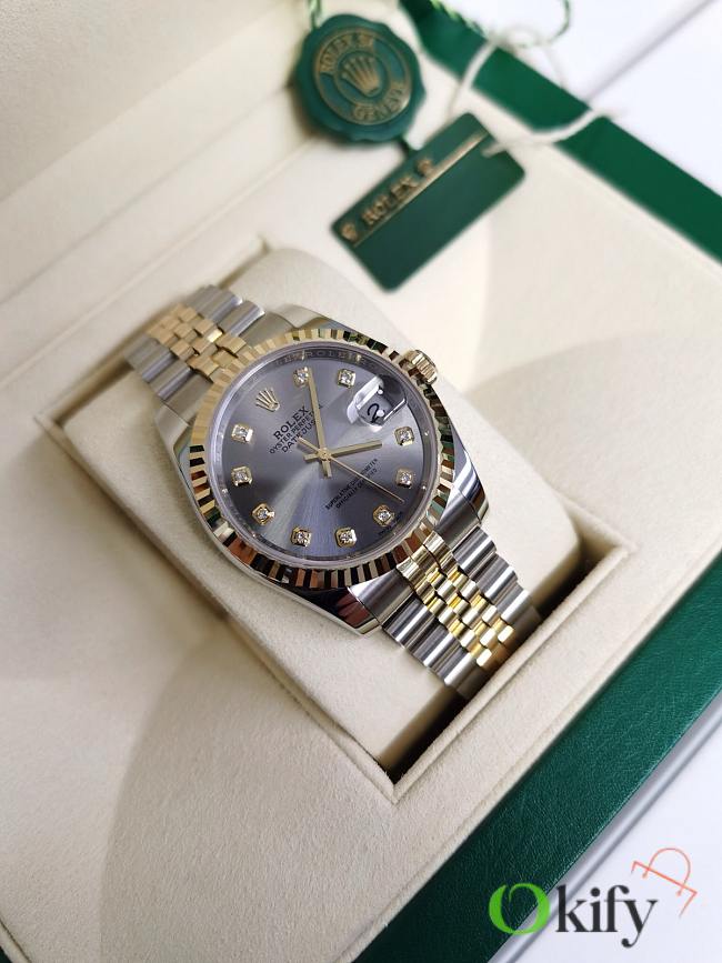 Okify Rolex Datejust Watch Silver Gray Face 36mm - 1