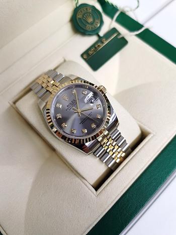 Okify Rolex Datejust Watch Silver Gray Face 36mm