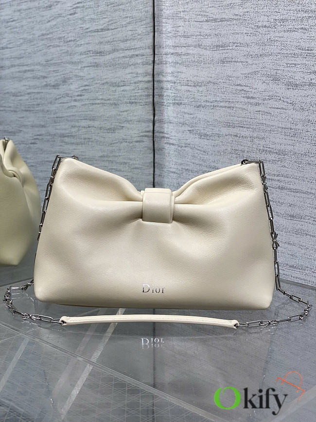 Okify Dior Small Bow Bag Cream White Lambskin 26x16x10cm - 1