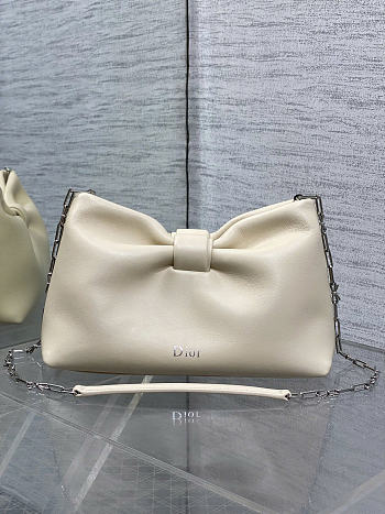 Okify Dior Small Bow Bag Cream White Lambskin 26x16x10cm