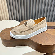 Okify Louis Vuitton Beige Suede Men Loafers - 5