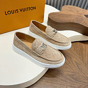 Okify Louis Vuitton Beige Suede Men Loafers - 4