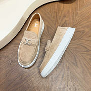 Okify Louis Vuitton Beige Suede Men Loafers - 2