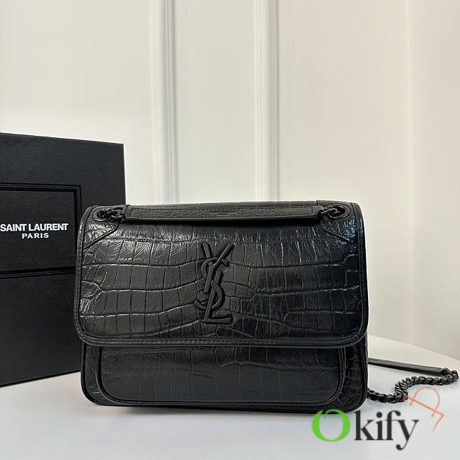 Okify YSL Niki Medium Bag Full Black Crocodile 28x20.5x8.5cm - 1