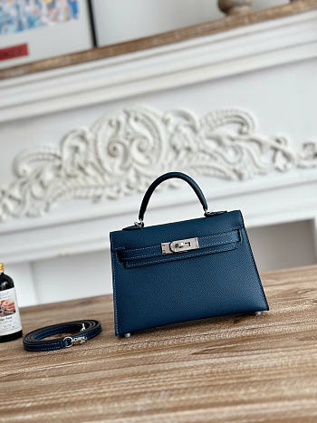 Okify Hermes Kelly 19 Mini Bag Dark Blue Epsom Silver Hardware 