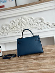 Okify Hermes Kelly 19 Mini Bag Dark Blue Epsom Silver Hardware  - 3