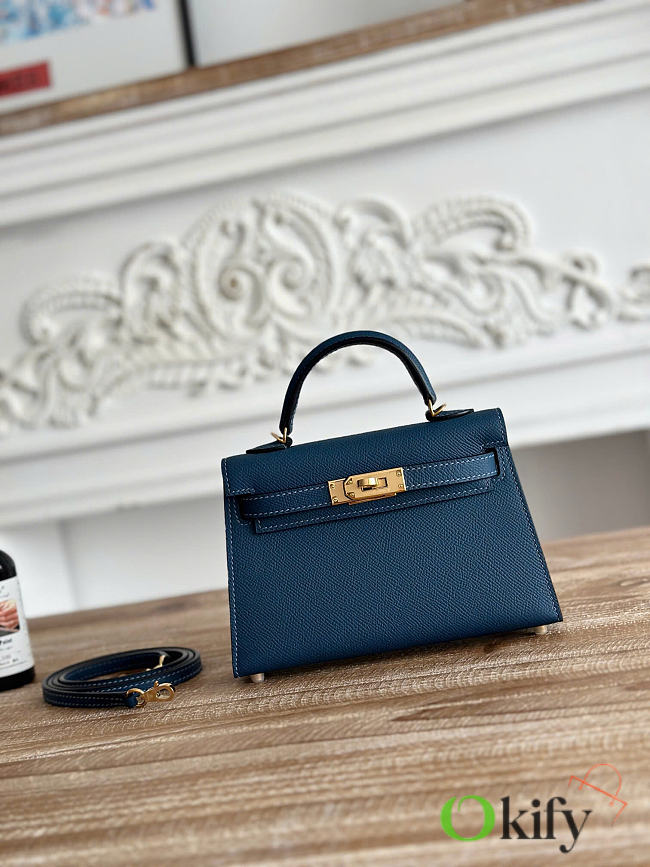Okify Hermes Kelly 19 Mini Bag Dark Blue Epsom Gold Hardware  - 1