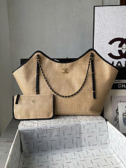 Okify CC Maxi Shopping Bag Raffia Beige 59x43x37x13cm AS5463 - 1