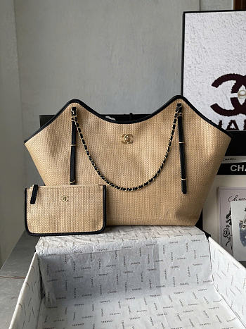 Okify CC Maxi Shopping Bag Raffia Beige 59x43x37x13cm AS5463