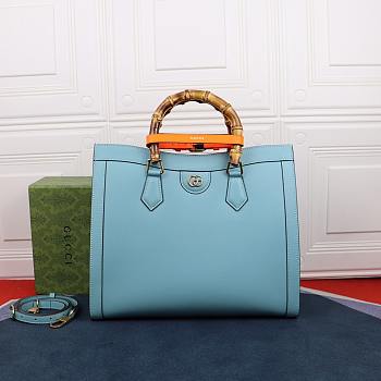 Okify Gucci Diana Bamboo Tote Bag Blue With Orange Handle Shaper 35cm