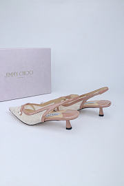 Okify Jimmy Choo White And Nude Mesh Slingback 4.5cm - 2