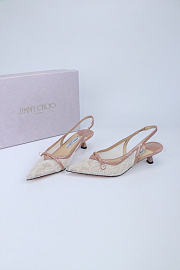 Okify Jimmy Choo White And Nude Mesh Slingback 4.5cm - 3