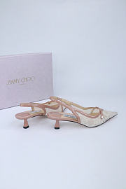 Okify Jimmy Choo White And Nude Mesh Slingback 4.5cm - 5