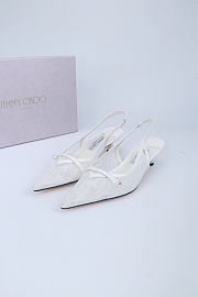Okify Jimmy Choo White Mesh Slingback 4.5cm - 1
