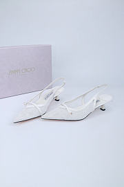 Okify Jimmy Choo White Mesh Slingback 4.5cm - 2