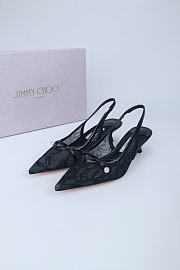 Okify Jimmy Choo Black Mesh Slingback 4.5cm - 1