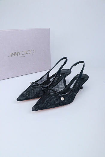 Okify Jimmy Choo Black Mesh Slingback 4.5cm