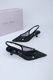 Okify Jimmy Choo Black Mesh Slingback 4.5cm - 2