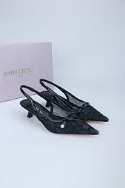 Okify Jimmy Choo Black Mesh Slingback 4.5cm - 4