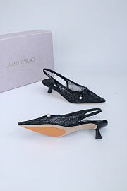 Okify Jimmy Choo Black Mesh Slingback 4.5cm - 3