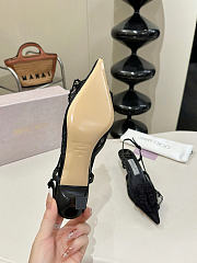Okify Jimmy Choo Black Flower Mesh Slingback 5cm - 6