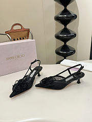Okify Jimmy Choo Black Flower Mesh Slingback 5cm - 4