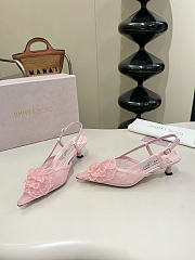 Okify Jimmy Choo Pink Flower Mesh Slingback 5cm - 6