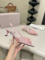 Okify Jimmy Choo Pink Flower Mesh Slingback 5cm - 5