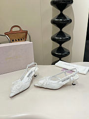 Okify Jimmy Choo White Flower Mesh Slingback 5cm - 5