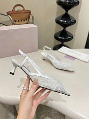 Okify Jimmy Choo White Flower Mesh Slingback 5cm - 4
