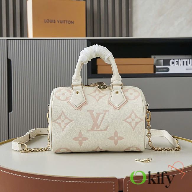 Okify Louis Vuitton Speedy 20 Bag White Pink Monogram 20.5x13.5x12cm  - 1