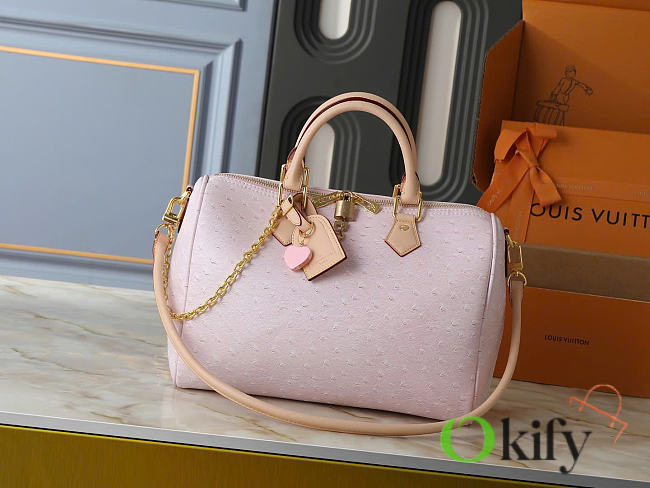 Okify Louis Vuitton Speedy Soft 30 Bag Light Pink Ostrich 30x21x17cm - 1
