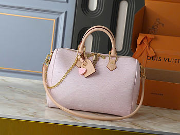 Okify Louis Vuitton Speedy Soft 30 Bag Light Pink Ostrich 30x21x17cm