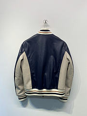 Okify Louis Vuitton Men Dark Blue Leather Jacket (has big size) - 5