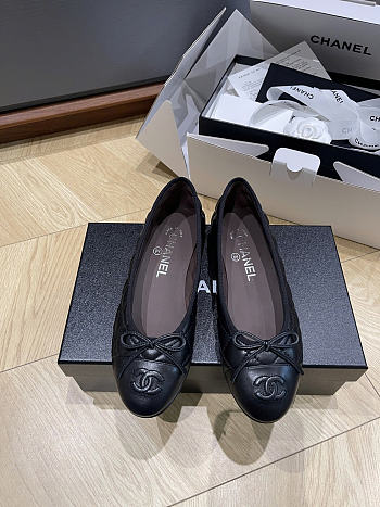 Okify CC Black Quilted Ballet Shoes
