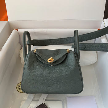 Okify Hermes Lindy Mini Bag Slate Green 19x13x9cm