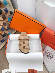 Okify Hermes Beige Suede Sandals Unisex (has big size) - 6